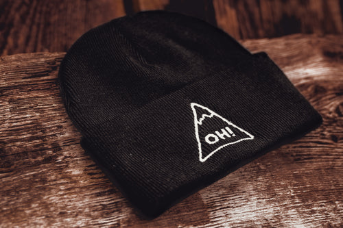 Black Beanie with White embroidered triangle and OH! lettering